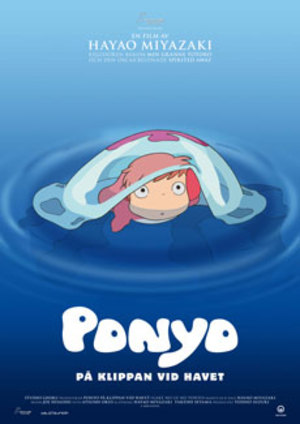 Ponyo på klippan vid havet poster